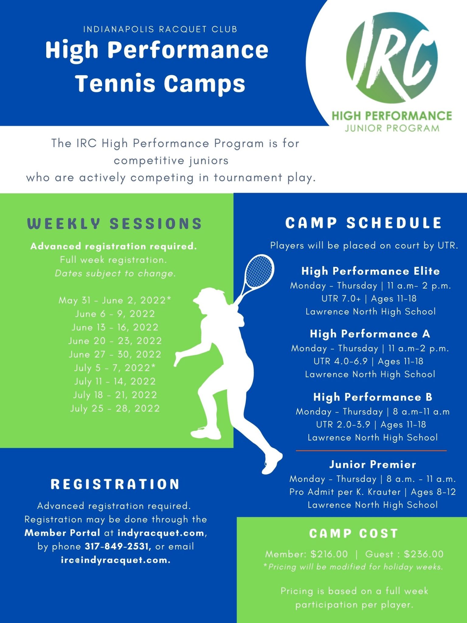 HP Summer Tennis Camp Page 1 Indianapolis Racquet Club