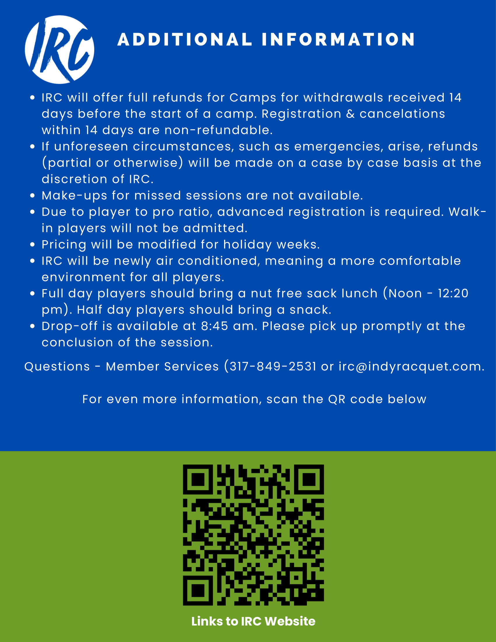 Junior Summer Camps Indianapolis Racquet Club