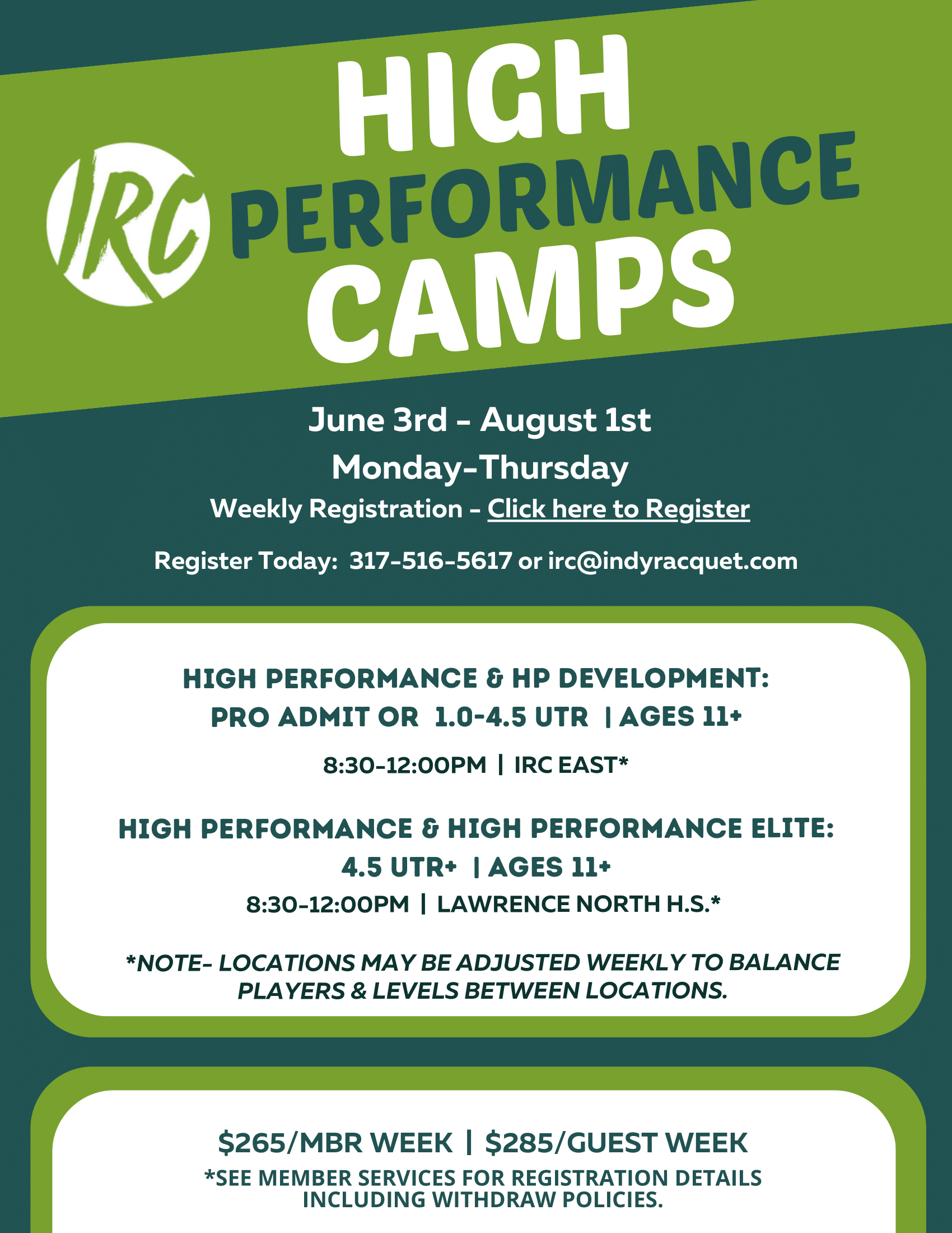 2024 Summer Camp HP1 Indianapolis Racquet Club